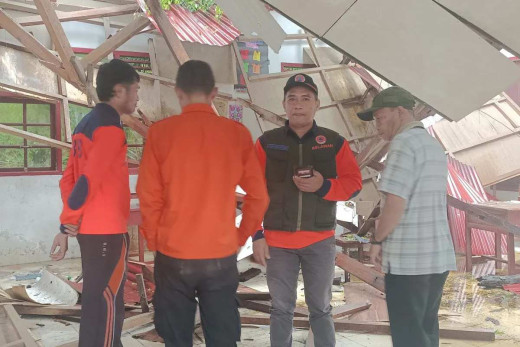 GoNews.co BPBD Pasaman Evakuasi Pohon Tumbang yang Rusak SDN 01 Koto Rajo