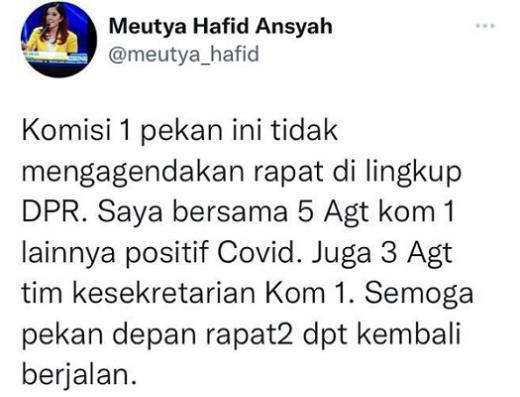 Beberapa Positif Covid-19, Komisi I DPR Stop Rapat