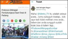Sebut Prabowo Ditinggal Pendukung saat Orasi di Padang, Warga Minang Geram ke MetroTV