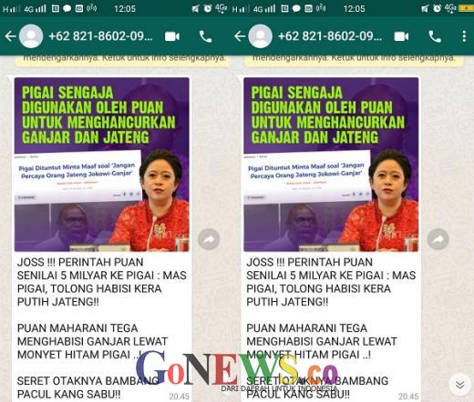 Beredar Pesan WA Sebut Puan Bayar Pigai Rp5 M untuk Habisi Ganjar di Jateng