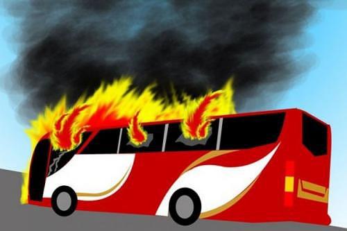 Bus Terbakar di Tol, Polisi Pastikan Tak Ada Korban Jiwa