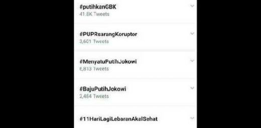 #PutihkanGBK Trending Topic Sehari Jelang Kampanye Akbar Prabowo-Sandi