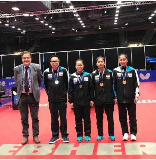 Tim Tenis Meja Putri Indonesia Pimpinan Oegroseno Juara di Swedia