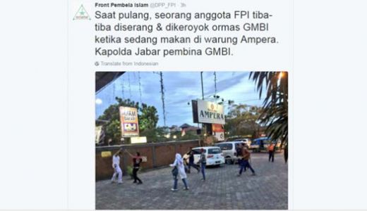 FPI Mengaku Anggotanya Diserang Ketika Sedang Makan di Warung