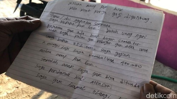 Maling Tinggalkan Surat Mengharukan Usai Gasak Uang Ratusan Ribu di Toko Kelontong