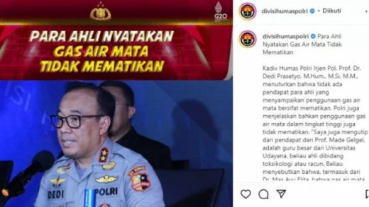 Kutip Pernyataan Ahli Soal Gas Air Mata Tak Mematikan, Polri Tuai Ledakan Kritik Netizen