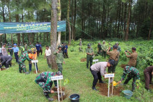 Hijaukan Hutan, TNI/Polri dan Perhutani Batang Tanam 1.000 Bibit Buah di Desa Silurah