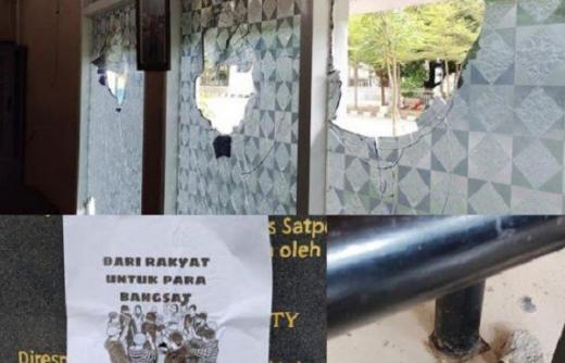 Pos Satpol PP Makassar Diserang, Pelaku Tempelkan Tulisan Dari Rakyat untuk Para Bangsat