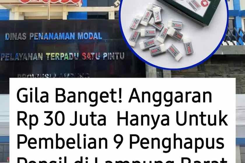 Viral DPMPTSP Lampung Barat Beli Sembilan Penghapus Seharga 30 Juta Rupiah