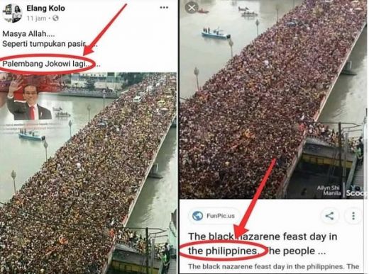 Posting Foto Kerumunan Orang di Filipina Klaim Foto Pendukung Jokowi di Palembang, Akun Ini Dibully Netizen