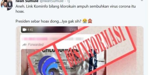 Klorokuin Belum Terbukti Sembuhkan Pasien Corona, Iwan Sumule: Jokowi Sebar Hoax Dong!