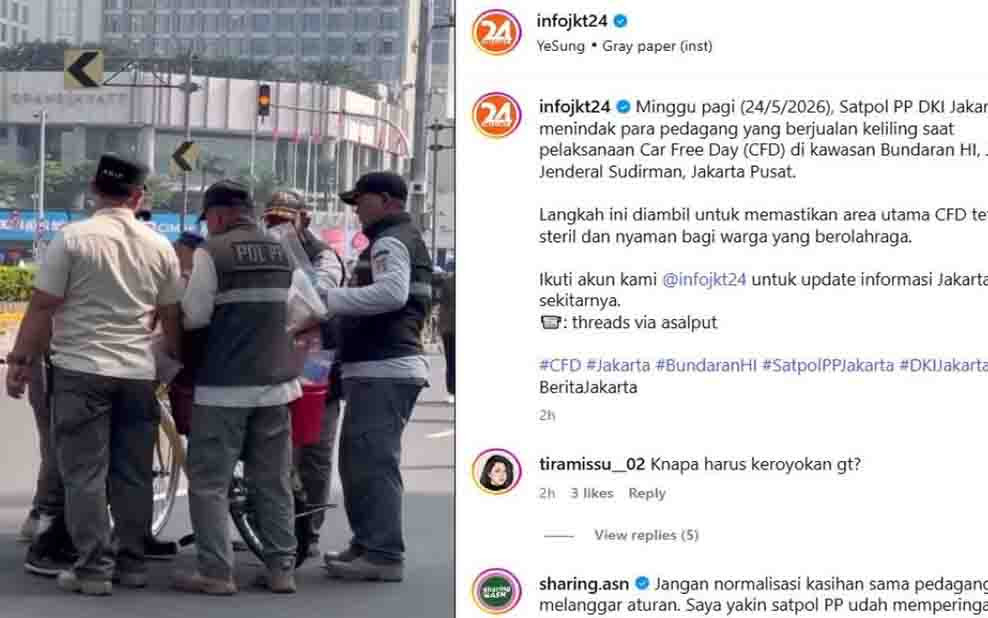 Aksi Warga Bela Pedagang Es Krim dari Tarikan Petugas Satpol PP di Bundaran HI