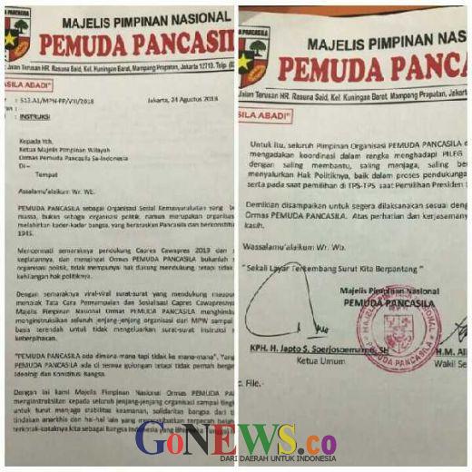 Instruksikan PP di Seluruh Indonesia, Japto: Jangan Lagi Muncul Surat-surat Terkait Pilpres