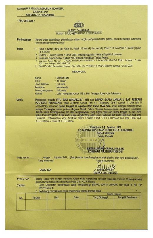GoNews.co Surat Panggilan dari Polresta