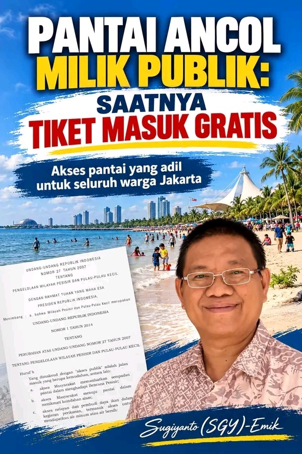 SGY Dukung Tiket Pantai Ancol Gratis, Minta Pemprov DKI Kaji Ulang Kebijakan Tiket Masuk