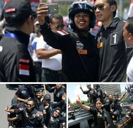 Serunya Deklarasi Pilkada DKI, Ini Gaya Annisa Pohan dan Agus Yudhoyono Saat Pawai Siang Tadi