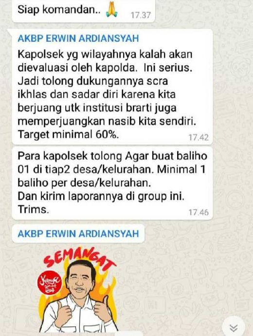 Cek Fakta: Percakapan Whatsapp Grup Polisi Dukung Jokowi Dipastikan Hoax