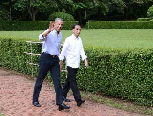 Dengan Suguhan Teh dan Bakso, Presiden Jokowi Terima Obama di Kebun Raya Bogor