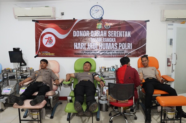 Peringati HUT Humas Polri ke-73, Personil Polresta Bandara Soetta Donor Darah
